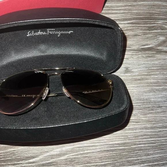 New Salvatore Ferragamo Gold Sunglasses